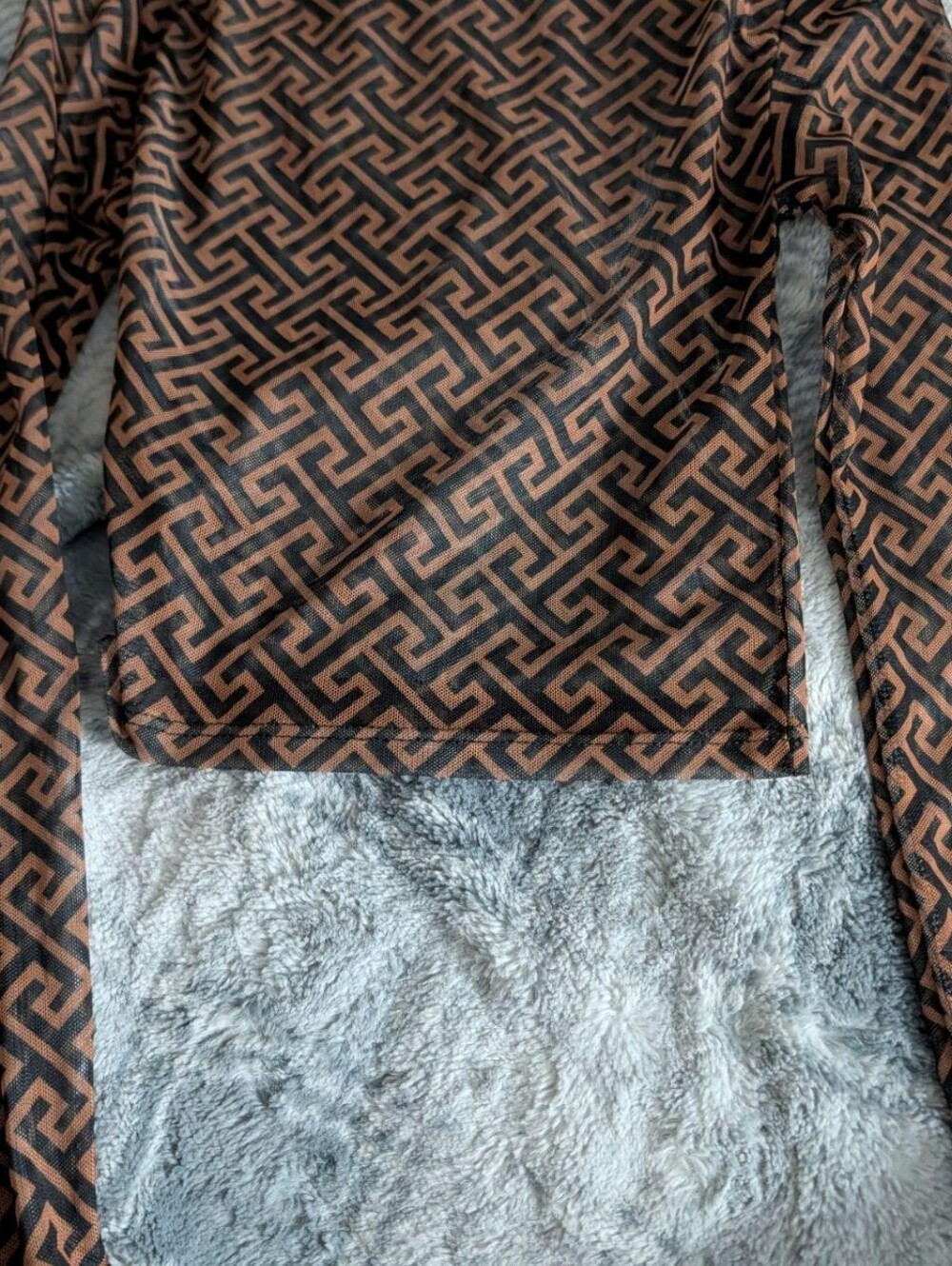 Windsor All Eye On You Brown and Black Geometric Mesh Crop Top Size XS